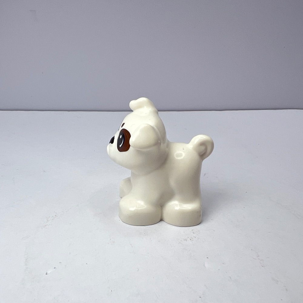 LEGO Duplo White Dog Puppy with Brown Eye Patch Kids One Size Animal Figure Toy - Picture 2 of 7